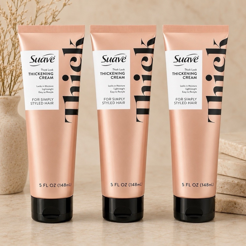 3 Suave Hair Thickening Cream Simply Styled Thick Look Heat Protectant 5 oz Each